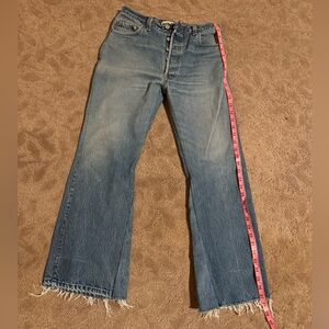 Re/Done Vintage Blue Flare Jeans with Frayed Hem